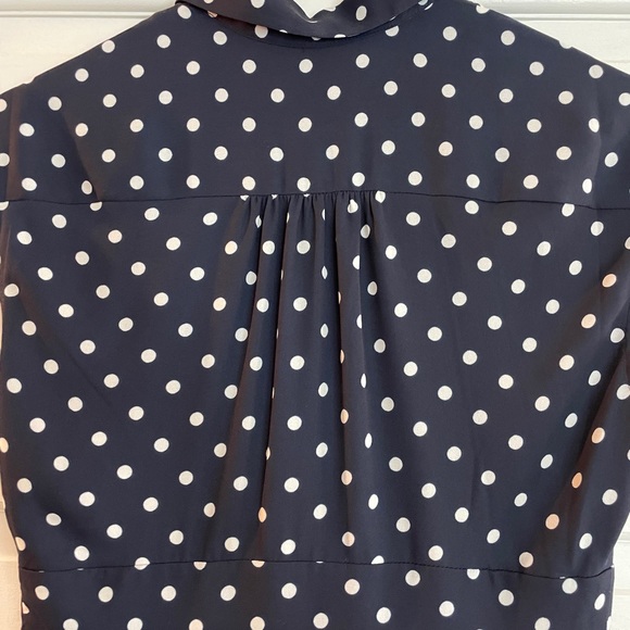 J.Crew navy and white polka dot silk midi dress Size 4P - Picture 6 of 6